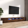 TV furniture set with LED 3 pieces brown oak plywood by vidaXL, TV Furniture - Ref: Foro24-3120178, Price: 176,90 €, Discount: %