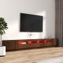 TV furniture set with LED 3 pieces brown oak plywood by vidaXL, TV Furniture - Ref: Foro24-3120178, Price: 176,90 €, Discount: %