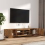 TV furniture set with LEDS 2 pieces smoked oak plywood by vidaXL, TV Furniture - Ref: Foro24-3120167, Price: 97,68 €, Discoun...