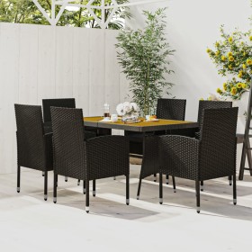 Juego de comedor de jardín 7 piezas ratán sintético negro de vidaXL, Conjuntos de jardín - Ref: Foro24-3120101, Precio: 471,9...