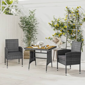 Garten Esstischgarnitur 3 Stück Kunststoff Rattan grau von vidaXL, Gartensets - Ref: Foro24-3120094, Preis: 194,99 €, Rabatt: %