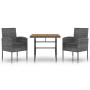 3-piece synthetic rattan garden dining set in gray color. by vidaXL, Garden sets - Ref: Foro24-3120094, Price: 194,47 €, Disc...