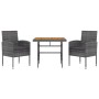 3-piece synthetic rattan garden dining set in gray color. by vidaXL, Garden sets - Ref: Foro24-3120094, Price: 194,47 €, Disc...