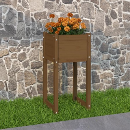 Jardinera madera maciza de pino marrón miel 40x40x81 cm de vidaXL, Maceteros y jardineras - Ref: Foro24-822128, Precio: 44,99...