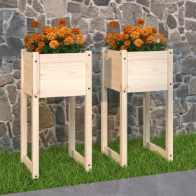 Jardinera 2 unidades madera maciza de pino 40x40x81 cm de vidaXL, Maceteros y jardineras - Ref: Foro24-822123, Precio: 63,15 ...