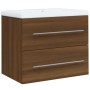 Mueble de baño con lavabo madera contrachapada marrón roble de vidaXL, Tocadores de baño - Ref: Foro24-3120181, Precio: 148,8...