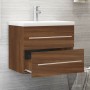 Mueble de baño con lavabo madera contrachapada marrón roble de vidaXL, Tocadores de baño - Ref: Foro24-3120181, Precio: 148,8...