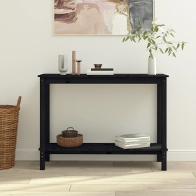 Solid black pine wood console table 110x40x80 cm by vidaXL, Side tables - Ref: Foro24-822286, Price: 127,50 €, Discount: %