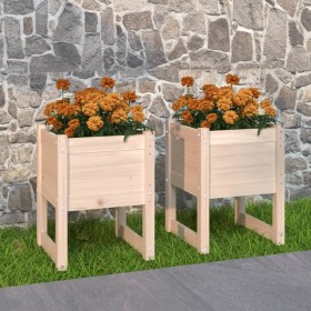 Jardinera 2 unidades madera maciza de pino 40x40x52,5 cm de vidaXL, Maceteros y jardineras - Ref: Foro24-822108, Precio: 57,9...