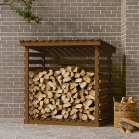 Holzholzhalter aus massivem honigbraunem Kiefernholz, 108 x 73 x 108 cm von vidaXL, Zubehör für Taschen und Brennholzhalter -...