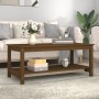 Mesa de centro madera maciza de pino marrón miel 110x55x45 cm de vidaXL, Mesas de centro - Ref: Foro24-822275, Precio: 113,06...