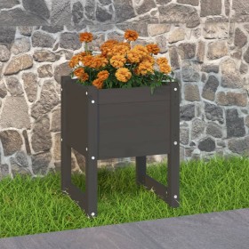 Jardinera de madera maciza de pino gris 40x40x52,5 cm de vidaXL, Maceteros y jardineras - Ref: Foro24-822111, Precio: 39,99 €...