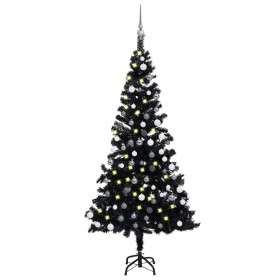 Árbol de Navidad preiluminado con luces y bolas negro 120 cm de vidaXL, Arboles de navidad - Ref: Foro24-3077674, Precio: 40,...