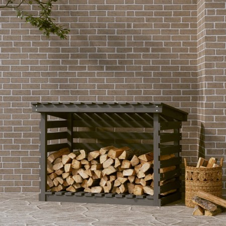 Solid gray pine wood firewood rack 108x73x79 cm by vidaXL, Accessories for bags and firewood holders - Ref: Foro24-822229, Pr...