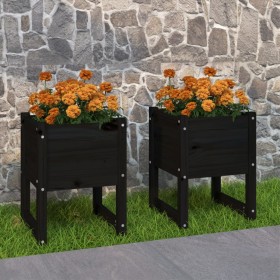 Jardinera 2 unidades madera maciza de pino negro 40x40x52,5 cm de vidaXL, Maceteros y jardineras - Ref: Foro24-822116, Precio...