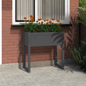 Jardinera de madera maciza de pino gris 78x40x81 cm de vidaXL, Maceteros y jardineras - Ref: Foro24-822134, Precio: 63,99 €, ...