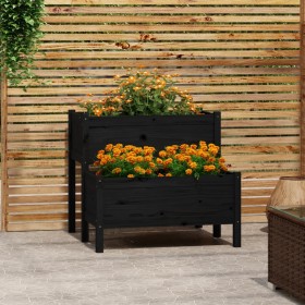 Solid black pine wood planter 84.5x84x75 cm by vidaXL, Pots and planters - Ref: Foro24-822261, Price: 105,99 €, Discount: %