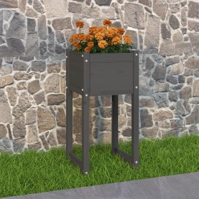 Jardinera de madera maciza de pino gris 40x40x81 cm de vidaXL, Maceteros y jardineras - Ref: Foro24-822126, Precio: 44,99 €, ...