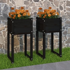 Planter 2 units solid black pine wood 40x40x81 cm by vidaXL, Pots and planters - Ref: Foro24-822131, Price: 75,99 €, Discount: %