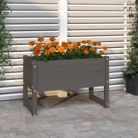 Jardinera de madera maciza de pino gris 78x40x52 cm de vidaXL, Maceteros y jardineras - Ref: Foro24-822119, Precio: 71,54 €, ...