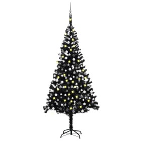 Árbol de Navidad preiluminado con luces y bolas negro 240 cm de vidaXL, Arboles de navidad - Ref: Foro24-3077678, Precio: 100...