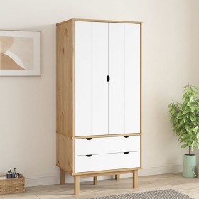 OTTA wardrobe made of solid pine wood in brown and white, measuring 76.5x53x172 cm. by vidaXL, Wardrobes - Ref: Foro24-348590...