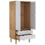 OTTA wardrobe made of solid pine wood in brown and white, measuring 76.5x53x172 cm. by vidaXL, Wardrobes - Ref: Foro24-348590...