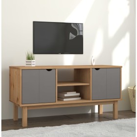 OTTA TV cabinet solid pine wood brown and gray 113.5x43x57 cm by vidaXL, TV Furniture - Ref: Foro24-348595, Price: 97,21 €, D...