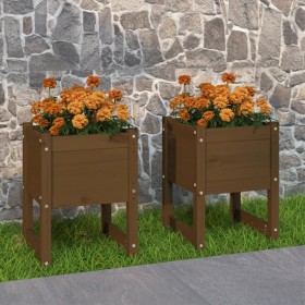 Planter 2 pcs solid honey brown pine wood 40x40x52.5 cm by vidaXL, Pots and planters - Ref: Foro24-822114, Price: 68,14 €, Di...