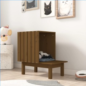 Cat house solid honey brown pine wood 60x36x60 cm by vidaXL, Cat furniture - Ref: Foro24-822455, Price: 58,99 €, Discount: %