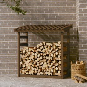 Holzholzhalter aus massivem honigbraunem Kiefernholz, 108 x 64,5 x 110 cm von vidaXL, Zubehör für Taschen und Brennholzhalter...