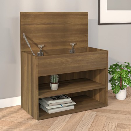 Banco zapatero madera contrachapada roble marrón 60x30x45 cm de vidaXL, Zapateros y organizadores de calzado - Ref: Foro24-81...