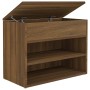 Banco zapatero madera contrachapada roble marrón 60x30x45 cm de vidaXL, Zapateros y organizadores de calzado - Ref: Foro24-81...