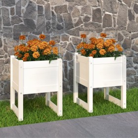 Jardinera 2 unidades madera maciza de pino blanco 40x40x52,5 cm de vidaXL, Maceteros y jardineras - Ref: Foro24-822110, Preci...