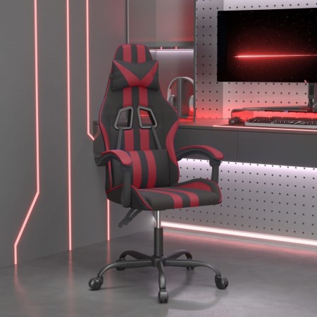 Silla gaming giratoria cuero sintético negro y rojo vino tinto de vidaXL, Sillones para videojuegos - Ref: Foro24-349526, Pre...