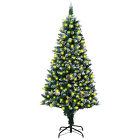 Künstlicher Weihnachtsbaum mit LED-Lichtern, Tannenzapfen und Schnee 210 cm von vidaXL, Weihnachtsbäume - Ref: Foro24-3077446...