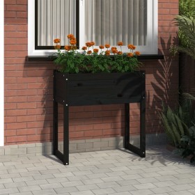 Solid black pine wood planter 78x40x81 cm by vidaXL, Pots and planters - Ref: Foro24-822136, Price: 77,99 €, Discount: %