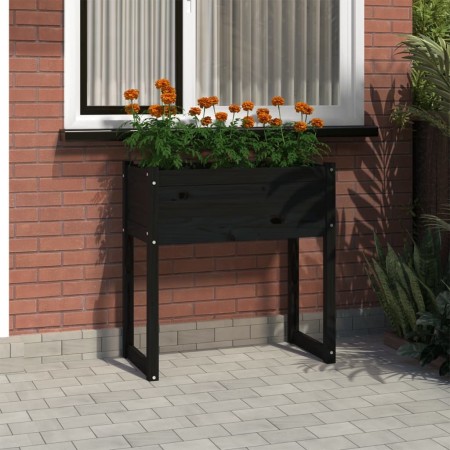 Solid black pine wood planter 78x40x81 cm by vidaXL, Pots and planters - Ref: Foro24-822136, Price: 77,79 €, Discount: %