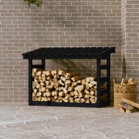 Solid black pine wood firewood rack 108x64.5x78 cm by vidaXL, Accessories for bags and firewood holders - Ref: Foro24-822446,...