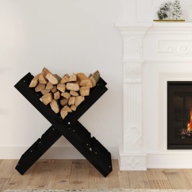 Firewood holder solid black pine wood 47x39.5x48 cm by vidaXL, Accessories for bags and firewood holders - Ref: Foro24-822451...