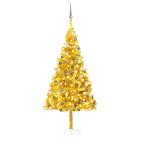 Árbol de Navidad preiluminado con luces y bolas dorado 180 cm de vidaXL, Arboles de navidad - Ref: Foro24-3077691, Precio: 47...