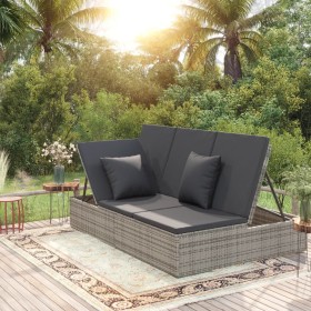 Convertible double lounger and dark gray synthetic rattan cushions by vidaXL, Outdoor beds - Ref: Foro24-317240, Price: 389,9...