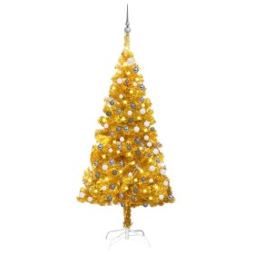 Árbol de Navidad preiluminado con luces y bolas dorado 150 cm de vidaXL, Arboles de navidad - Ref: Foro24-3077690, Precio: 46...