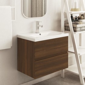 Brown oak engineered wood washbasin cabinet 60x38.5x45cm by vidaXL, Bathroom furniture - Ref: Foro24-815650, Price: 55,73 €, ...