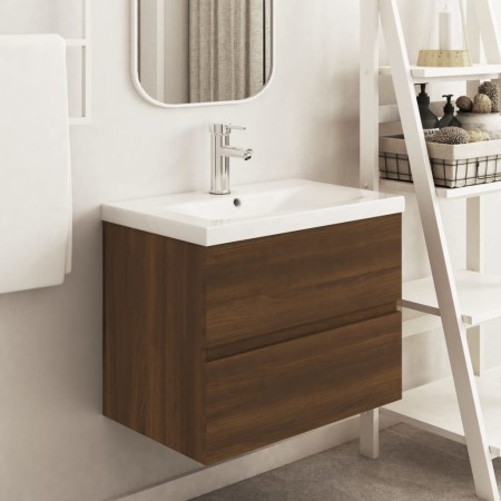 Brown oak engineered wood washbasin cabinet 60x38.5x45cm by vidaXL, Bathroom furniture - Ref: Foro24-815650, Price: 51,73 €, ...