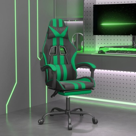 Swivel gaming chair and footrest black green synthetic leather by vidaXL, Gaming chairs - Ref: Foro24-349534, Price: 116,81 €...