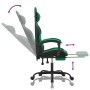 Silla gaming giratoria y reposapiés cuero sintético negro verde de vidaXL, Sillones para videojuegos - Ref: Foro24-349534, Pr...