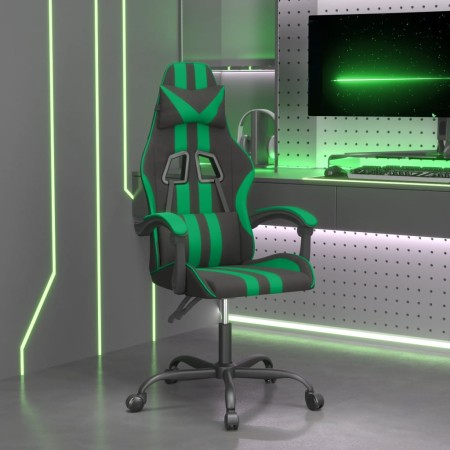 Black and green synthetic leather swivel gaming chair by vidaXL, Gaming chairs - Ref: Foro24-349522, Price: 123,63 €, Discoun...