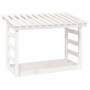 Solid white pine wood firewood rack 108x64.5x78 cm by vidaXL, Accessories for bags and firewood holders - Ref: Foro24-822443,...