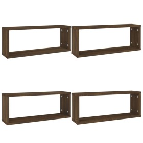 Cubic wall shelves 4 pcs brown oak wood 60x15x23 cm by vidaXL, Shelves and shelves - Ref: Foro24-815931, Price: 44,73 €, Disc...